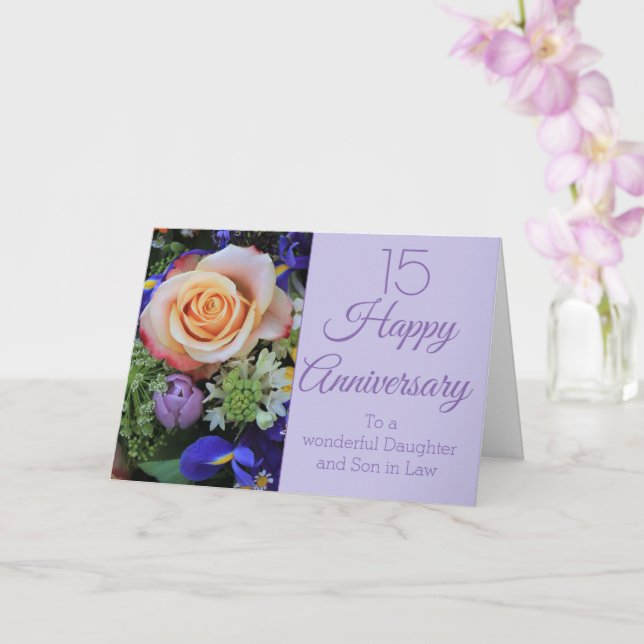 Carte Mariage Anniversaire roses entièrement personnalis (Orchidée)