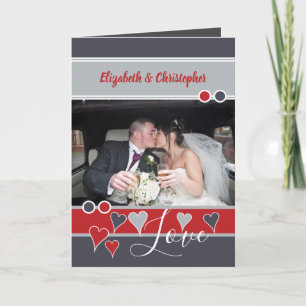 Carte Mariage Anniversaire rouge et gris photo