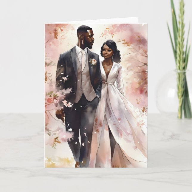 Carte Mariage Anniversaire Valentine Black Couple Card (Devant)