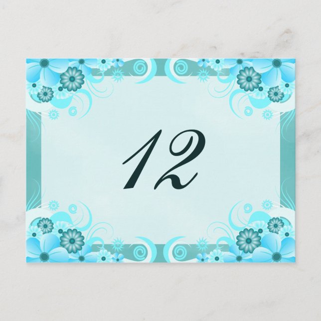 Carte Mariage Aqua Blue Hibiscus (Devant)