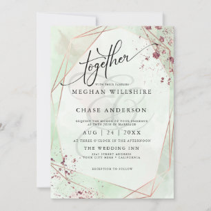 Carte MARIAGE Aquarelle appliquée à la menthe et au Ro