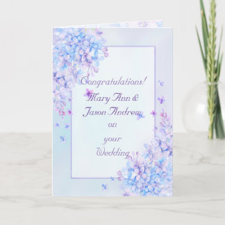 Carte Mariage Aquarelle bleu violet Lilac