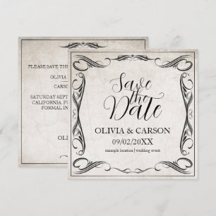 Carte Mariage Art Déco Noir Vintage Enregistrez la Date