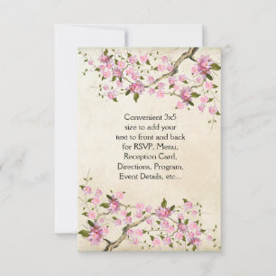 Carte Mariage aux fleurs de cerisier japonais rose
