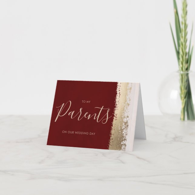 Carte mariage aux parents, Bourgogne, Gold Foil (Devant)
