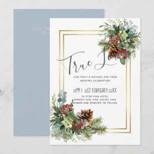 Carte Mariage Baies Rouges d'Hiver Cônes de Pin