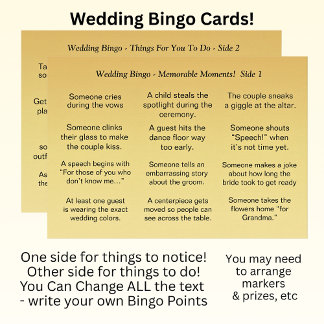 Carte MARIAGE BINGO ! Jeu pour les invités