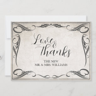 Carte Mariage Black Art Déco vintage Merci