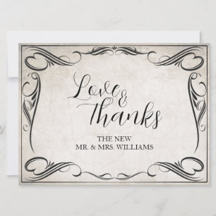 Carte Mariage Black Art Déco vintage Merci