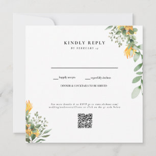 Carte Mariage blanc de tournesol moderne QR Code RSVP