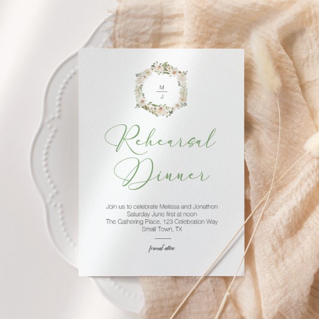 Carte Mariage blanc Floral Élégant Dîner de répétition (Créateur téléchargé)