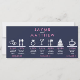 Carte Mariage bleu bleu marine Timeline Welcome Bag Note