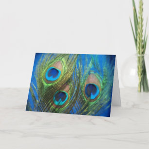 Carte Mariage bleu de plume de paon