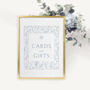Carte mariage bleu floral français affiche cadeau