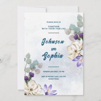 Carte Mariage Blue Lilies