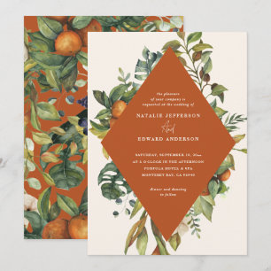 Carte Mariage botanique d'agrumes orange