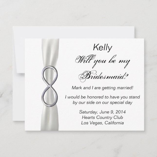 Carte Mariage Bridesmaid Silver Infinity (Devant)