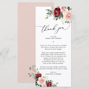 Carte Mariage Burgundy Blush Merci