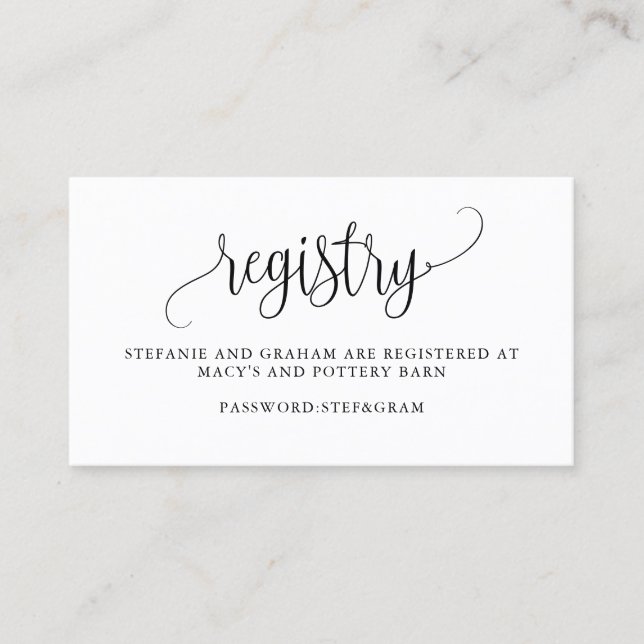 Carte Mariage cadeau Black Pretty Script (Devant)