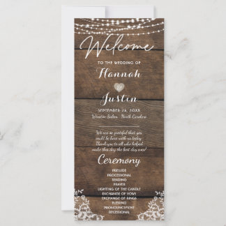 Carte Mariage campagnard en dentelle de bois rustique