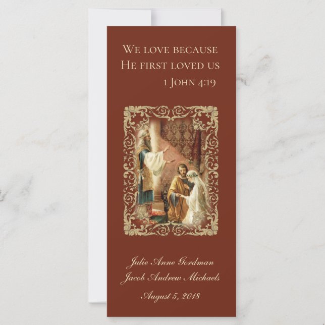 Carte Mariage Catholique Favoriser Écriture Mariée Salle (Devant)