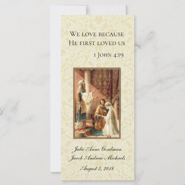 Carte Mariage Catholique Favoriser Écriture Mariée Salle (Devant)