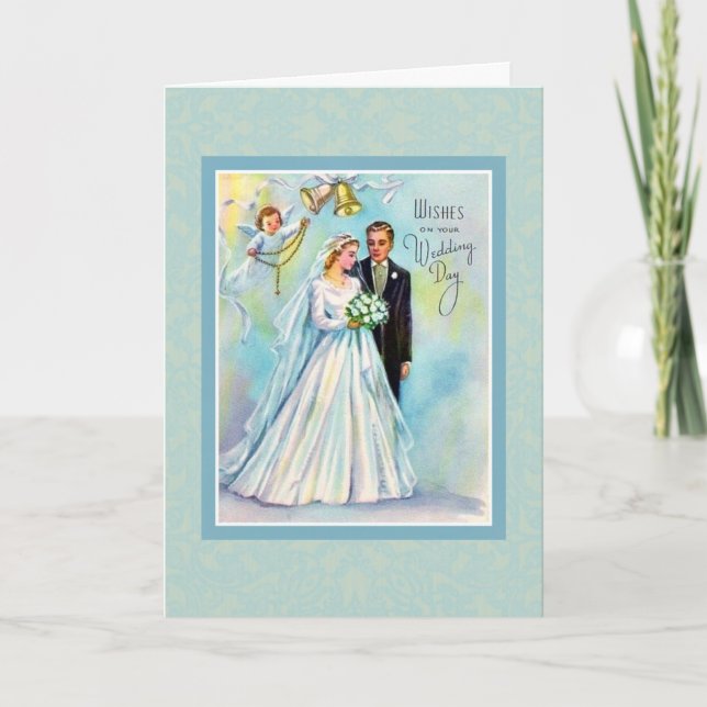 Carte Mariage catholique Rosary Mariée Groom Angel (Devant)