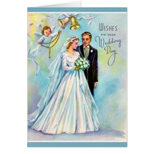 Carte Mariage catholique Rosary Mariée Groom Angel (Devant)