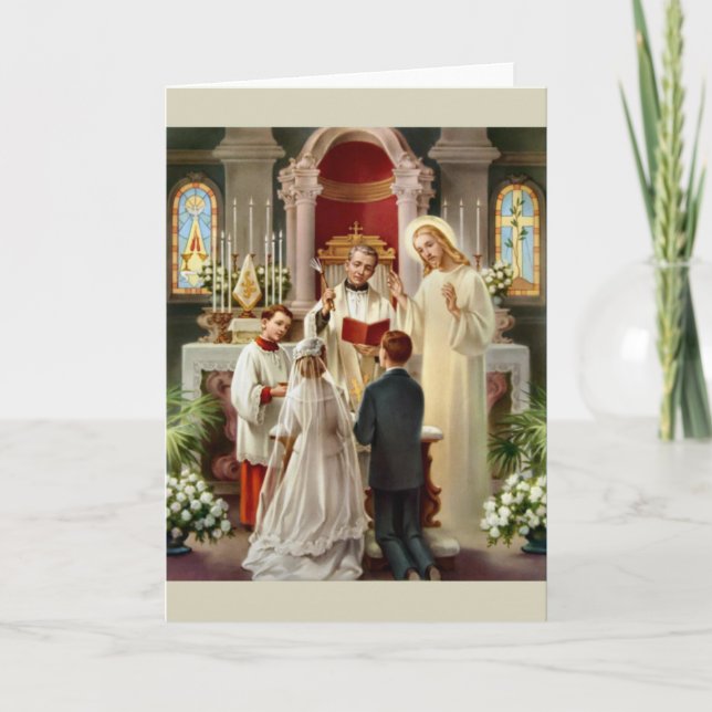 Carte Mariage catholique vintage (Devant)