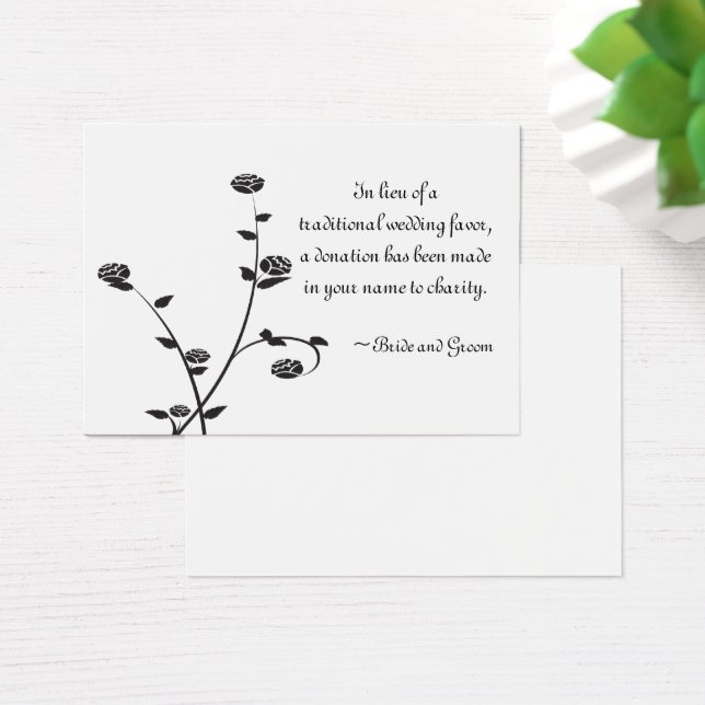 Carte Mariage Charity Favoriser Roses Noir et Blan (Bureau)