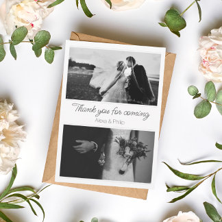 Carte Mariage Collage photo blanc et noir