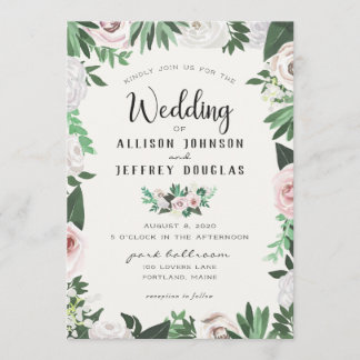 Carte Mariage couleur Aquarelle rose blanc rose