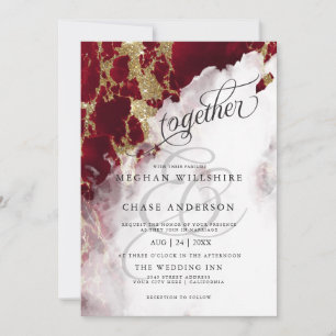 Carte MARIAGE Couleur d'aquarelle rouge rubis Barefoot