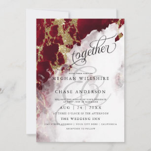 Carte MARIAGE Couleur d'aquarelle rouge rubis Barefoot