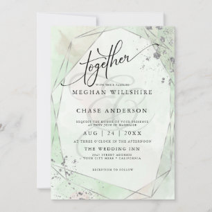 Carte MARIAGE   Couleur d'eau appliquée à l'argent du Ro