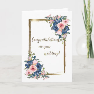 Carte Mariage couleur Watercolor Navy et Blush