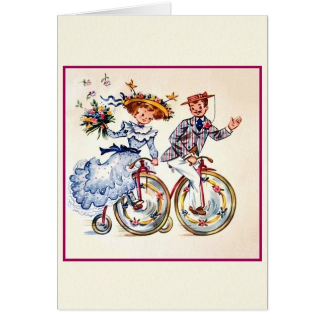 Carte Mariage cycliste rétro (Devant)