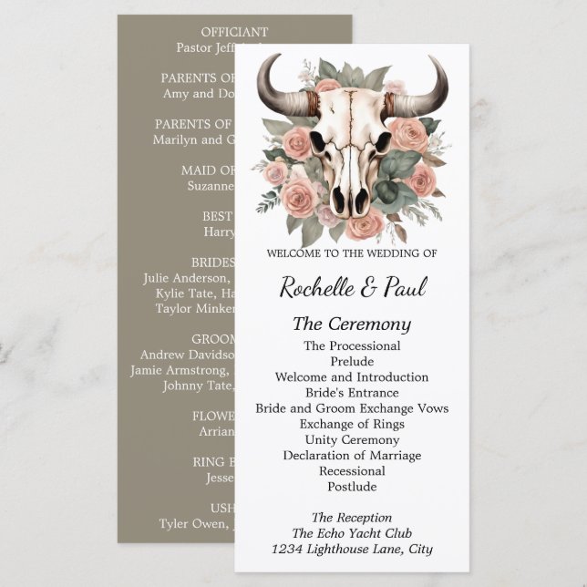 Carte Mariage d'âge du crâne floral de la vache de l'Oue (Devant / Derrière)