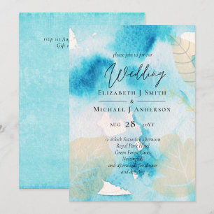 Carte MARIAGE d'aquarelle BUDGET Sea Glass Shades