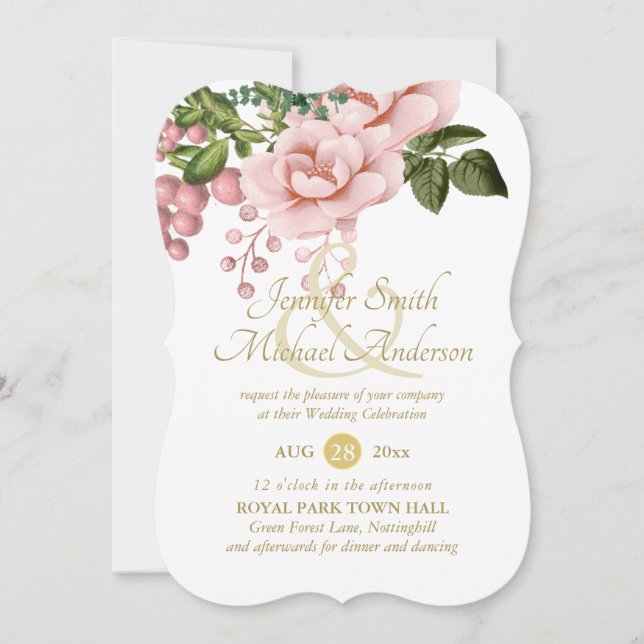 Carte Mariage de bouquet Rose Blush Pink (Devant)