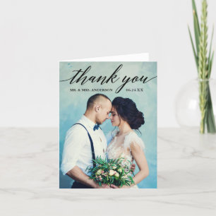 Carte Mariage de calligraphie Photo Note Merci
