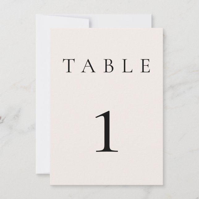 Carte Mariage de crème beige/Numéro de table d'événement (Devant)