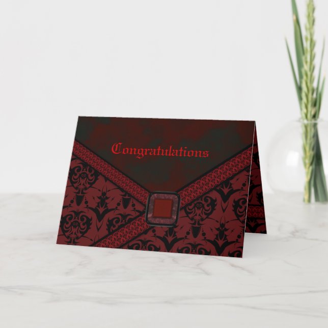 Carte Mariage de dentelle rouge et noire (Devant)