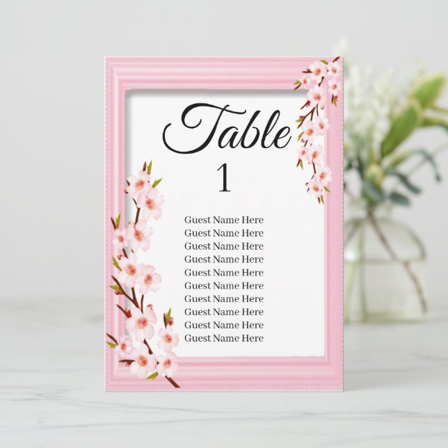 Carte Mariage de  en fleurs de cerisier rose (Debout devant)