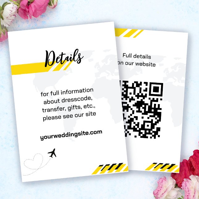 Carte Mariage de fermeture de carte d'embarquement (Yellow Beach Boarding Pass Wedding Enclosure Card)
