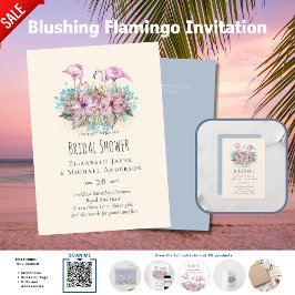 Carte Mariage de Flamants roses tropicaux