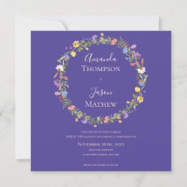 Carte Mariage de fleur sauvage rose vif violet fleuri
