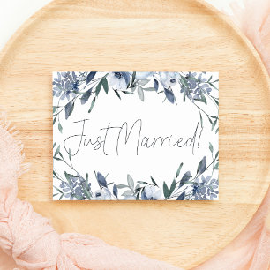 Carte Mariage De Fleurs Bleues Dusty Juste Marié