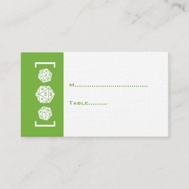Carte Mariage de jeu de dés Green D20 (Devant)
