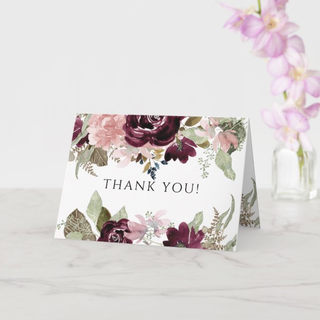 Carte Mariage de la florale rose de Bourgogne, Merci pho (Orchidée)
